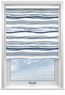 Seaside Waves, Navy - Twist&Fit Roller Blind